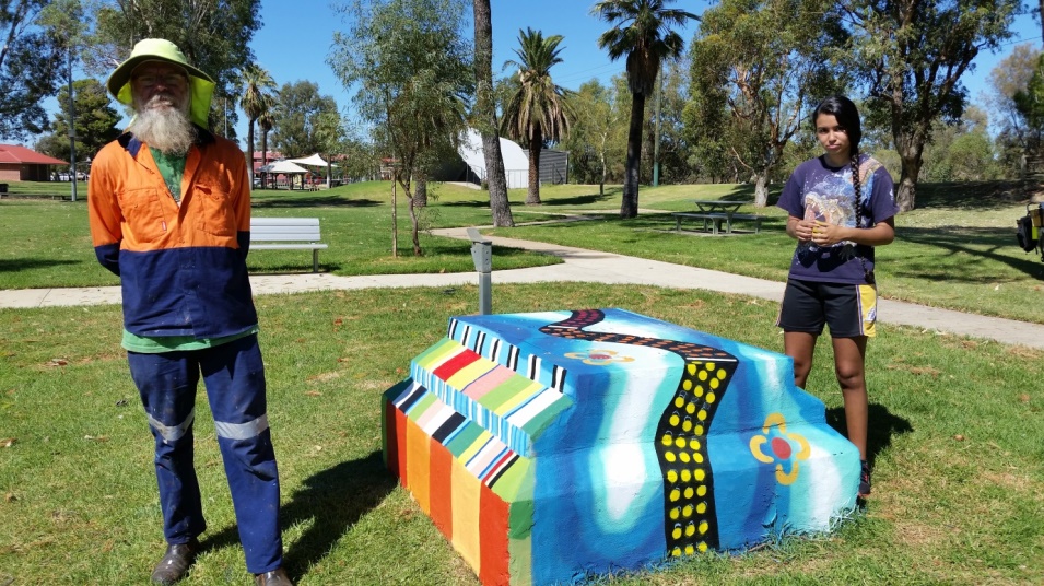 Local artists near the wastewater access chamber painted in Northam