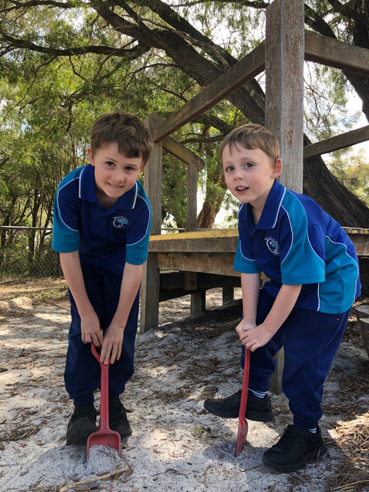 Oliver and Louis Bentick are keen to break ground on the new nature playground planned for Walpole Primary School